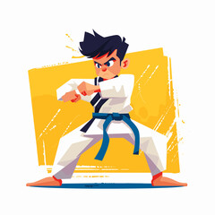 vector character karate boy on a white background .Generative AI