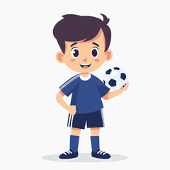 vector character boy soccer player with a ball on a white background .Generative AI