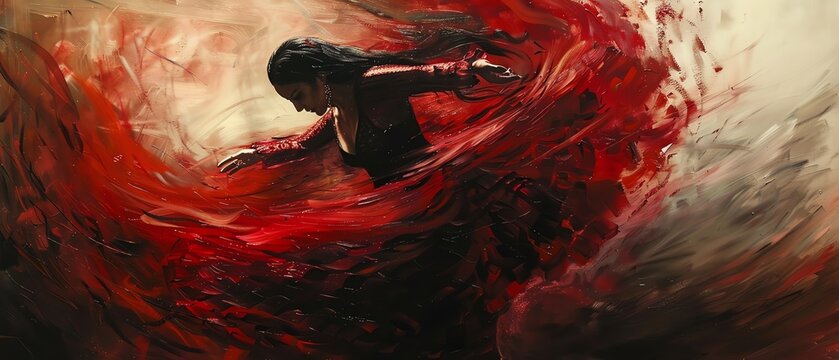 Duende Capture the passionate intensity of a flamenco dancer, completely absorbed in their performance