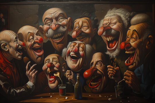 Jayus Depict someone telling a hilariously bad joke, with everyone around them laughing at the attempt rather than the joke itself