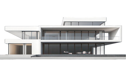 Simple modern luxury villa isolated on white created with Generative AI