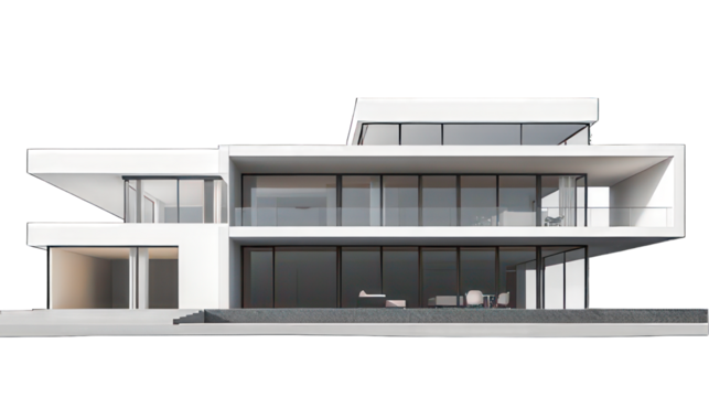 Simple modern luxury villa isolated on white created with Generative AI