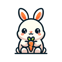 Obraz premium cute rabbit and carrot icon character cartoon