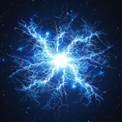 Electricity Illustration. Abstract Thunder Bolt and Spark in Blue Background