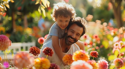 parent and child in autumn park |  Father Day's | Father Card 