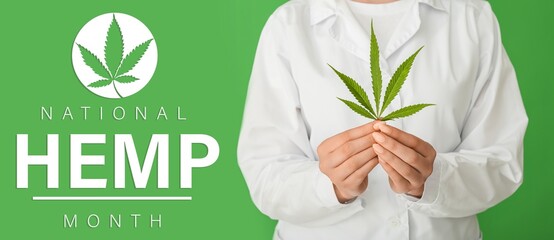 Banner for National Hemp Month with doctor