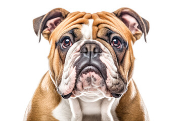 Fototapeta premium English bulldog in studio setting against white backdrop, showcasing their playful and charming personalities in professional photoshoot.