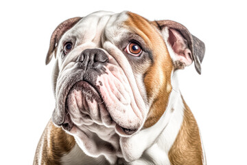 Obraz premium English bulldog in studio setting against white backdrop, showcasing their playful and charming personalities in professional photoshoot.