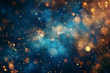 Blue and gold background with small lights