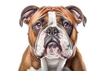 Obraz premium English bulldog in studio setting against white backdrop, showcasing their playful and charming personalities in professional photoshoot.