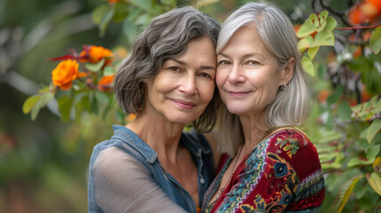 Fototapeta premium 55 year old youthful Mother and Daughter.