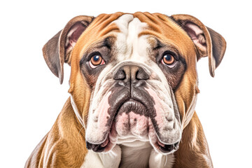 Obraz premium English bulldog in studio setting against white backdrop, showcasing their playful and charming personalities in professional photoshoot.