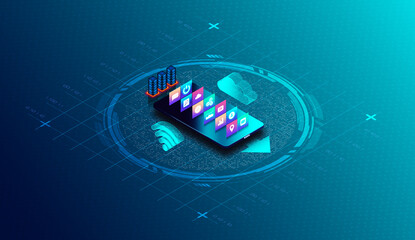 Progressive Web App Concept - PWA - 3D Illustration