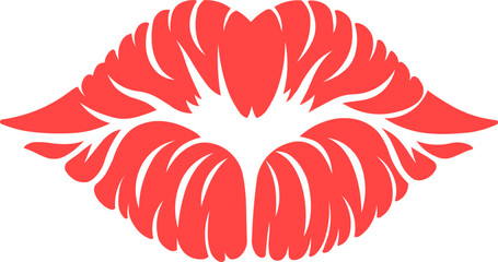 Naklejka premium Kiss mark with red lipstick. Kiss mark tattoo style illustration.