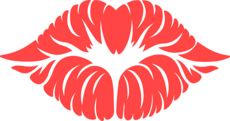 Kiss mark with red lipstick. Kiss mark tattoo style illustration.