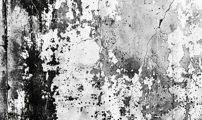 Fototapeta premium Grunge black and white texture with cracks and peeling paint
