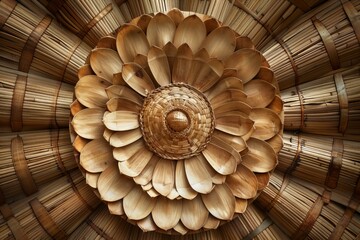 Flower wooden ceiling large building