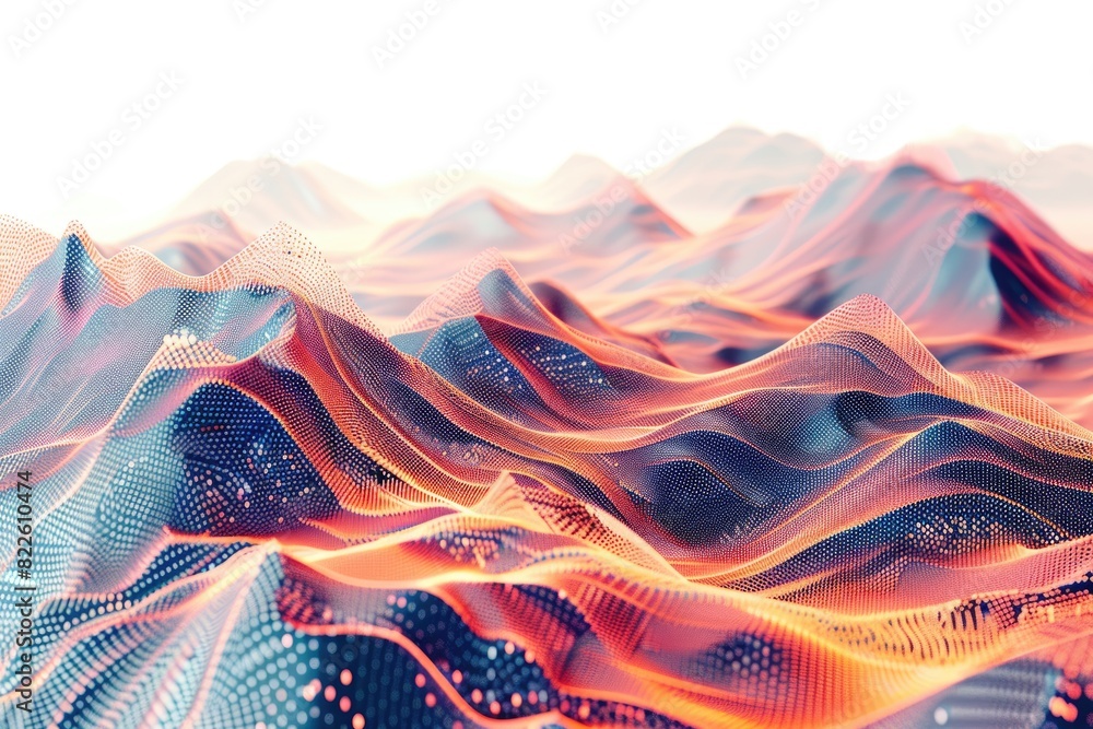 Poster tech landscape. abstract three-dimensional polygonal wave background