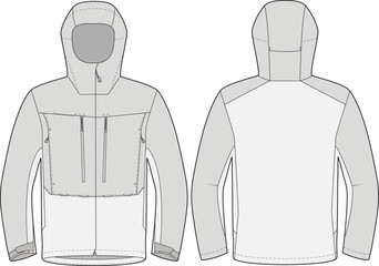 Hooded Rain Jacket Design Vector Template