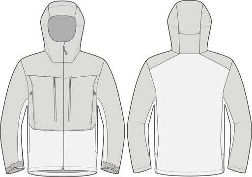 Hooded Rain Jacket Design Vector Template