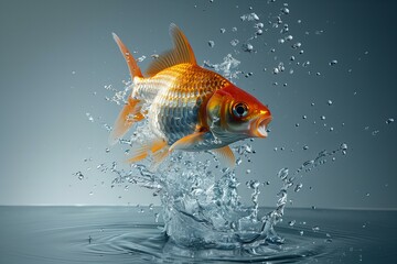 Goldfish jumping water catch