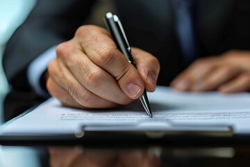 Someone is seen writing on a piece of paper with a pen