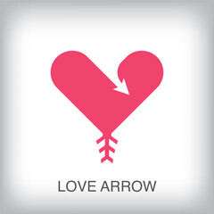 Arrow turning into heart, modern logo. Love arrow logo template. vector