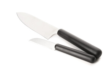 Sharp knives on white background