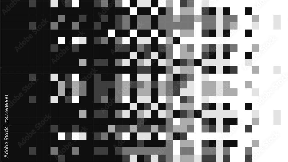 Poster pixel disintegration background. art 8 bit objects. decay effect. dispersed dotted pattern. abstract