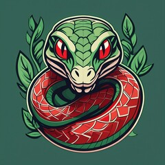 Obraz premium red and green snake head mascot
