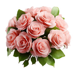 Pink Bouquet of Pink Roses Isolated on transparent background, png, cut out.