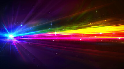 Rainbow Prism Effect on Black - Light ray on black background. - Pride colors 