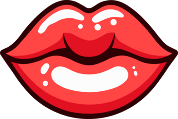 Lips with red lipstick. Kiss tattoo style illustration.