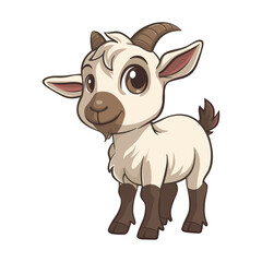 A white goat cartoon character vector illustration on transparent background
