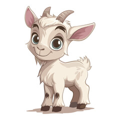 A white goat cartoon character vector illustration on transparent background