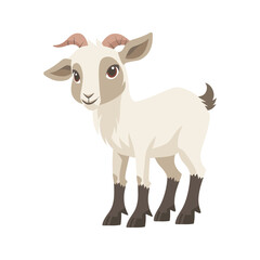 A white goat cartoon character vector illustration on transparent background