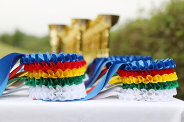 Wonderful equestrian prizes for the participants at an open air equestrian event