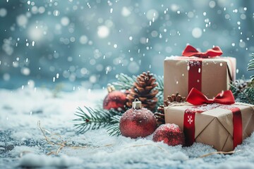 Red ribbon adorned gift box