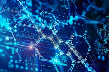 Obraz premium Nanotechnology in Electronics and Medicine, High-tech Background