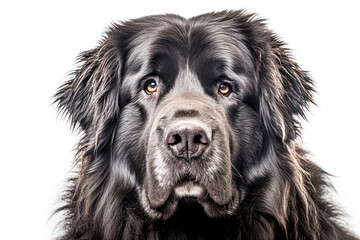Newfoundland in studio setting against white backdrop, showcasing their playful and charming personalities in professional photoshoot.