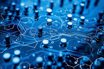 Obraz premium Nanotechnology in Electronics and Medicine, High-tech Background
