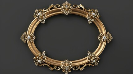 A gold and diamond framed oval with gold band