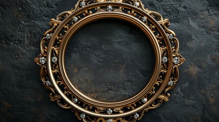 A gold framed oval with a diamond pattern