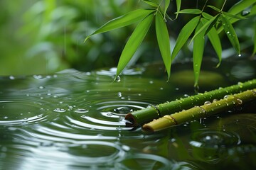 Bamboo stalk in water