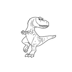 Black and white dinosaur in children's style on a white background, angry, toothy, predatory.