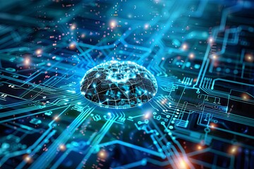 Fototapeta premium Nanotechnology in Electronics and Medicine, High-tech Background