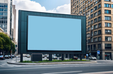 Urban street large vertical digital billboard cityscape background outdoor advertisement mockup blank copy space advertisement light 3d render visual rich luxury template studio billboard city poster