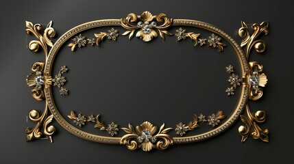 A gold frame with a flower design on it
