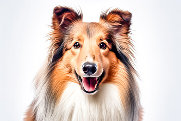Fototapeta premium collie in studio setting against white backdrop, showcasing their playful and charming personalities in professional photoshoot.