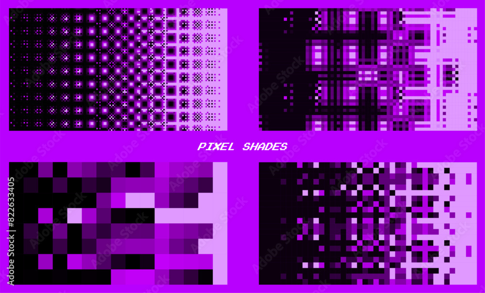 Aufkleber pixel disintegration background. art 8 bit objects. decay effect. dispersed dotted pattern. abstract